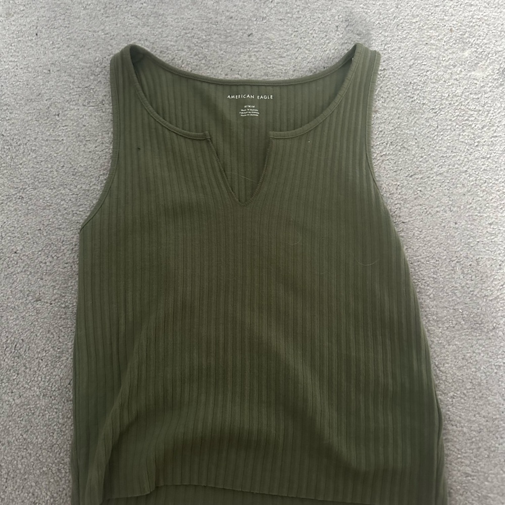 American Eagle Outfitters Khaki Ribbed Tank Top